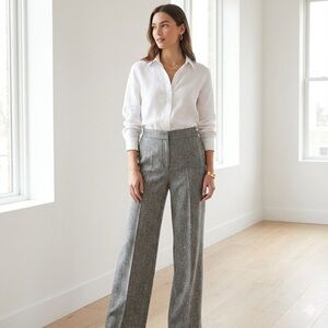 Zara grey herringbone wide leg trousers - XS